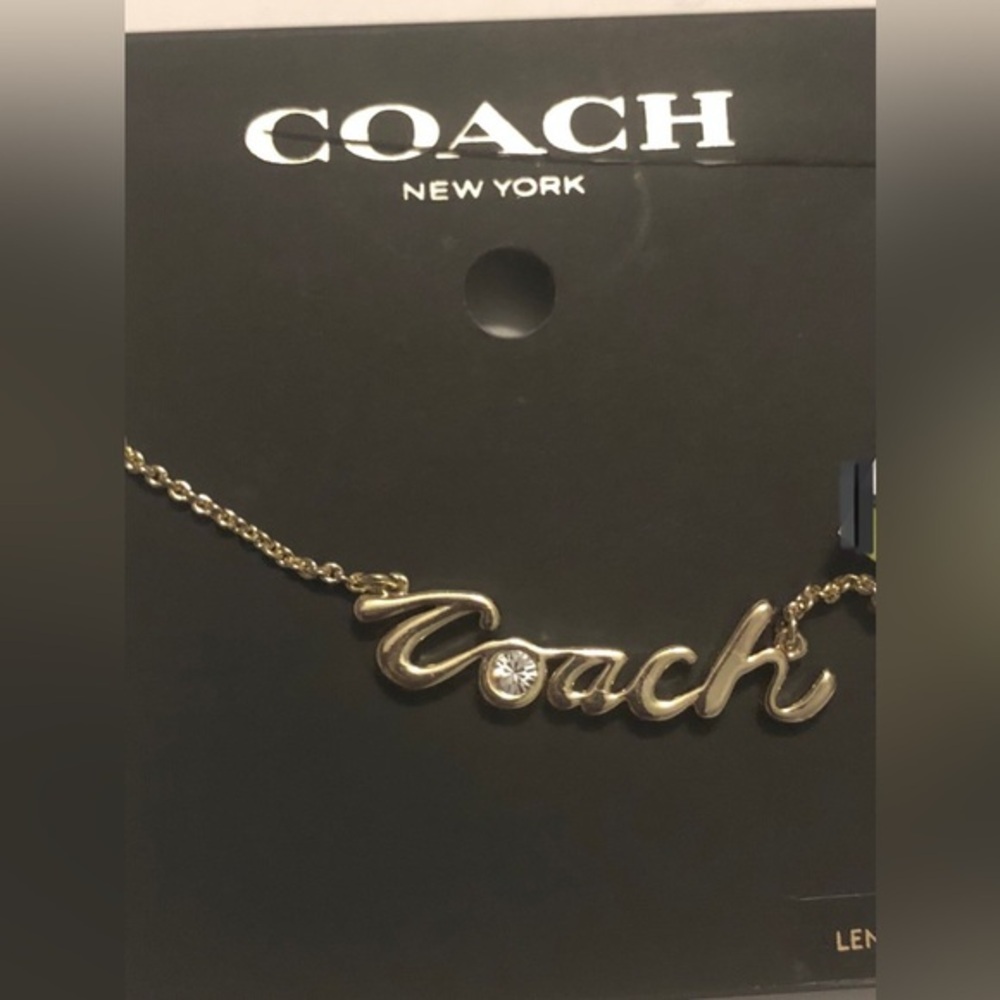 Coach Logo Script gold plated monogram Necklace brand new - Picture 8 of 10